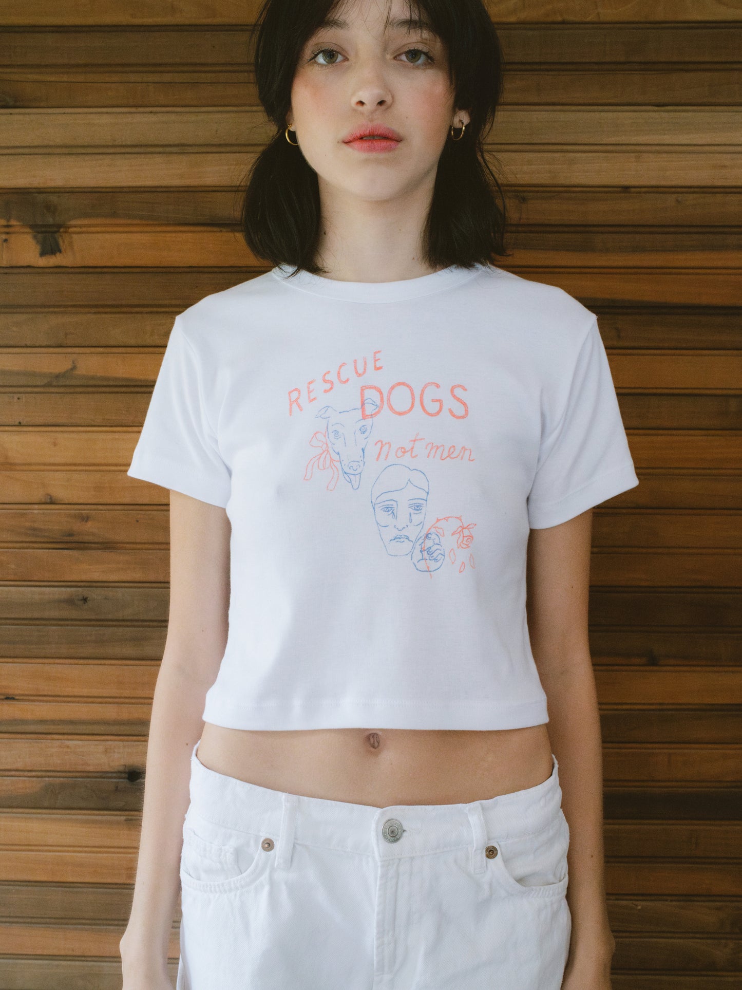 RESCUE DOGS NOT MEN CROPPED TEE